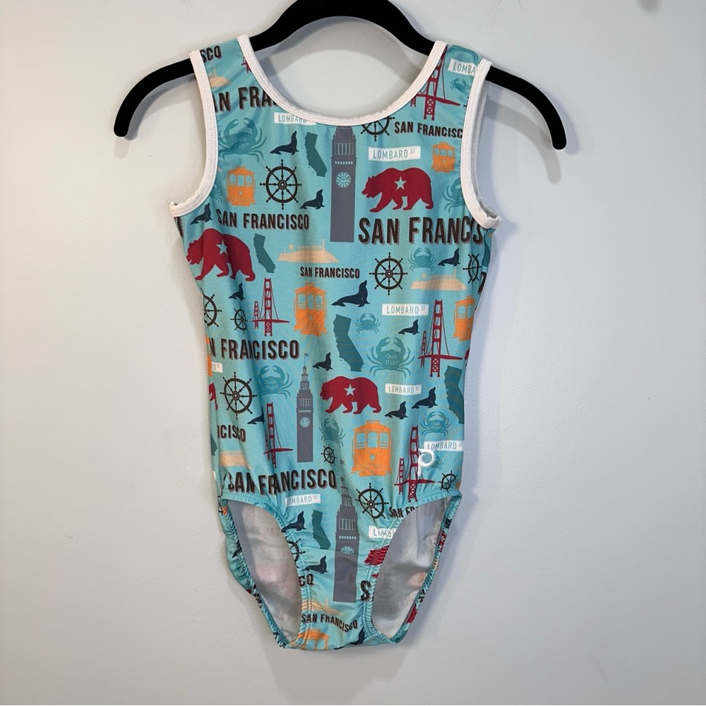 Girls' San Francisco Print Tank Leotard - Light Blue plum leotard